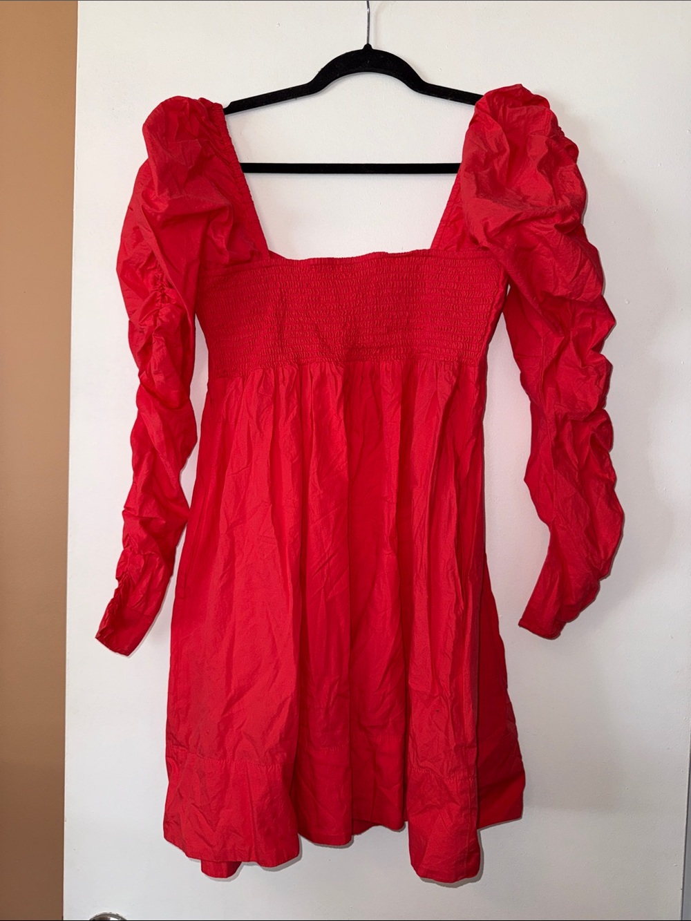 Free People Watermelon Pink Smocked-Neck Mini Dress - Picture 5 of 6